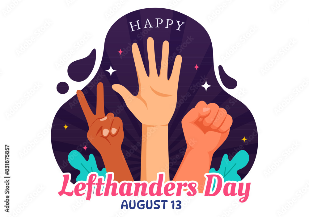 Happy Left Handers Day Celebration Vector Illustration with Raising ...