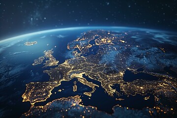 Poster - Europe seen at night from space