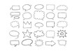 © Yanka - Speaking hand drawn doodle bubbles set. Talk clouds sketch frames. Speech thought Balloon shapes.