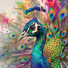 Wall Mural - Lively peacock