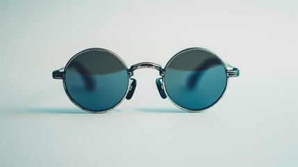 Vintage circular metal sunglasses isolated on a white backdrop