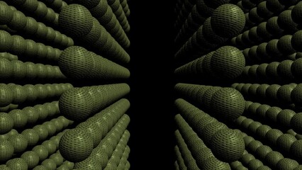abstract 3d background. rows of green balls