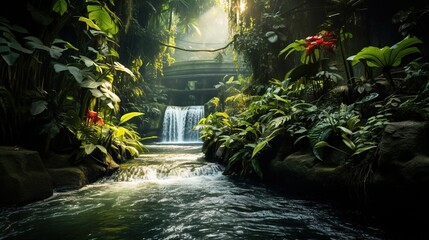 Wall Mural - waterfall in the forest