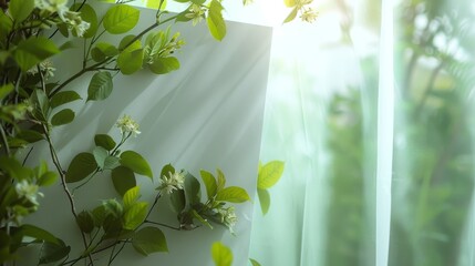 Sticker - A white piece of paper with a yellow sunflower on it. The sunflower is surrounded by green leaves