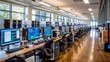 © klss777 - A spacious computer lab features state-of-the-art computers, vibrant coding projects, and advanced 3D printers.