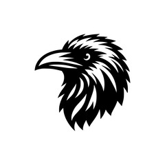 Wall Mural - Vector logo of a raven head. black and white illustration of a hawk for a tattoo.