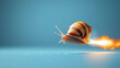 © Kateryna Kordubailo - Snail flying fast with rocket shell, blue background