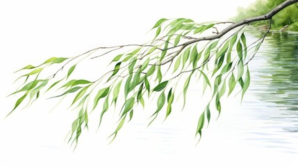 Wall Mural - A watercolor of a willow leaf