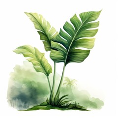 Wall Mural - A watercolor of an anacua leaf