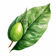 Wall Mural - A watercolor of an avocado leaf