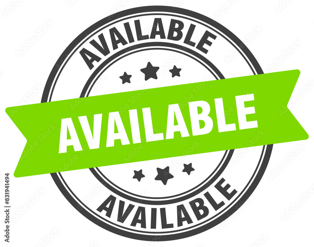 available stamp. available label on transparent background. round sign ...