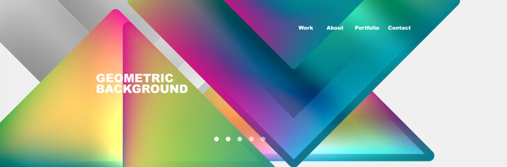 Colorful fluid gradient triangles and squares web site template. Vector Illustration For Wallpaper, Banner, Background, Card, Book Illustration, landing page