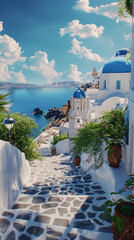 Wall Mural - there is a stone path with a blue dome on top of it