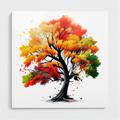 Wall Mural - there is a painting of a tree with many colors on it