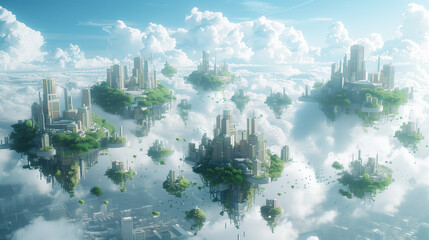 Wall Mural - there are many small islands floating in the sky with trees