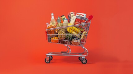 grocery shopping cart isolated