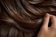 © Jam - A woman's hand touches luxurious long brown locks, revealing the rich color, shiny texture and delightful health of the hair