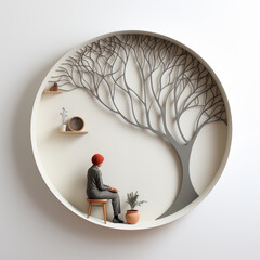 Wall Mural - there is a man sitting on a chair in front of a tree