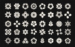 © Marina Zlochin - Collection of geometric flowers and shapes, modern minimalist style elements. Black and white symbols, brand and logo elements