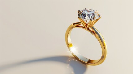 Sticker - Diamond ring with gold setting against a white backdrop