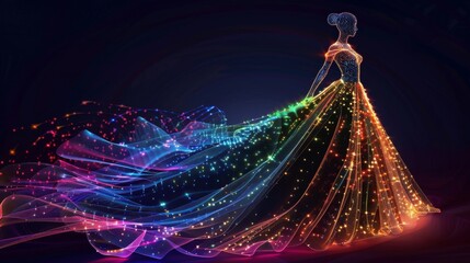 Wall Mural - a look into the holographic archives showcasing the evolution of virtual fashion design over the yea