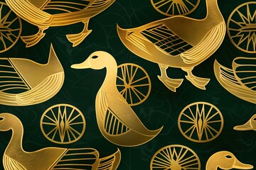 Wall Mural - Vintage seamless duck pattern 