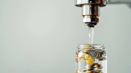 Poster - Faucet putting mix coins and seed