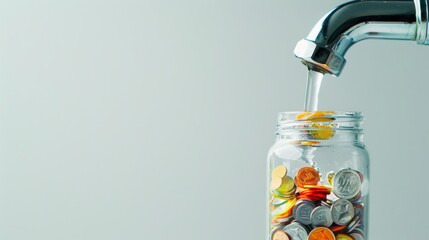 Poster - Faucet putting mix coins and seed