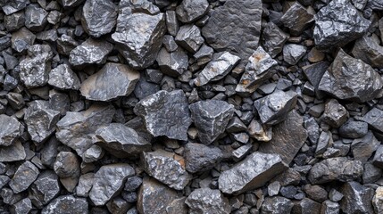 Canvas Print - Pile of dark gray rocks and stones