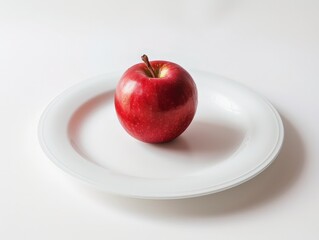 Wall Mural - Delicious red apple on white plate