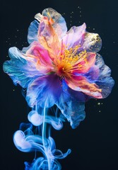 Poster - Vibrant and ethereal flower with glowing petals and sparkling details