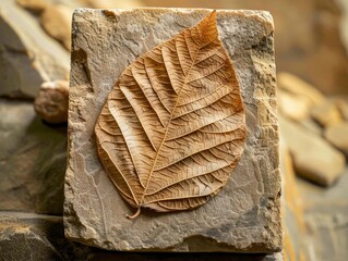 Sticker - Autumn leaf on stone