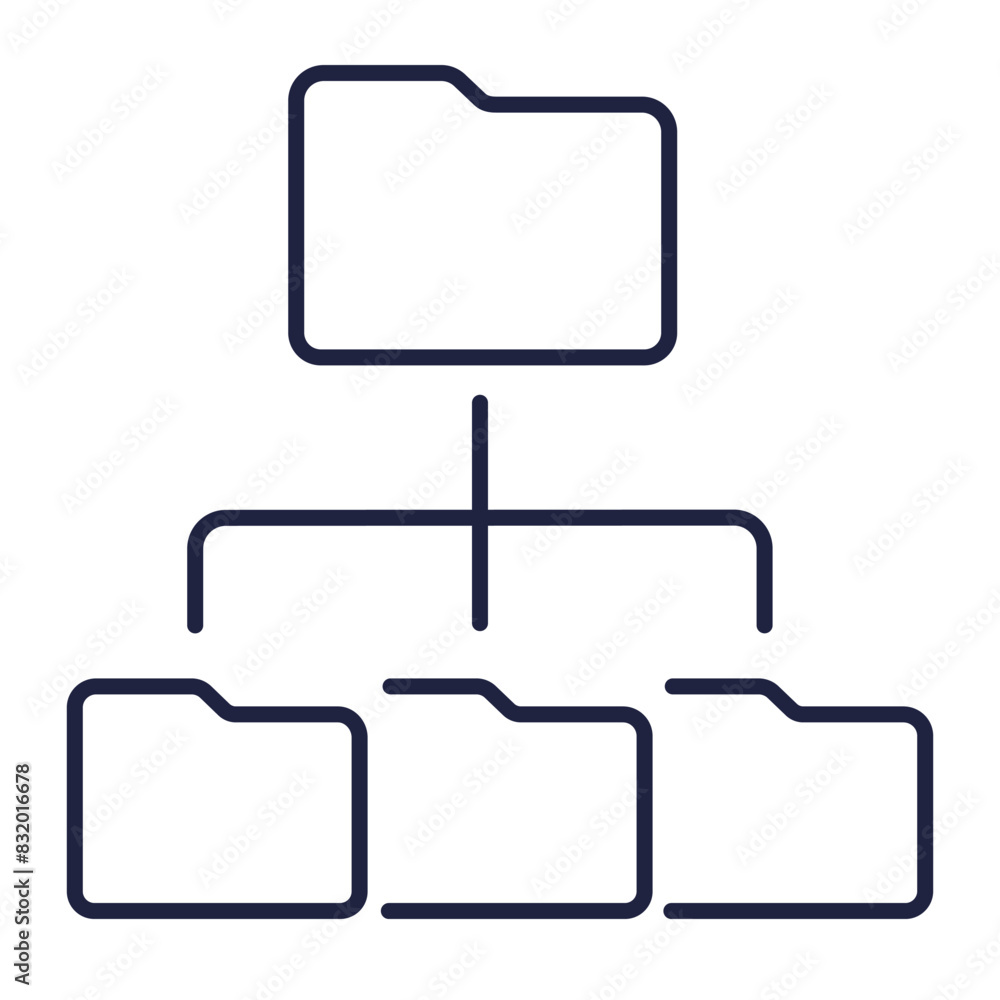 Folder network line icon. Data file scheme. Cloud computing, Information Technology, Computer Software. Logo symbol for web and mobile on white background. Editable vector stroke. Pixel Perfect.