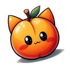 Sticker - A cartoon cat is sitting on a peach