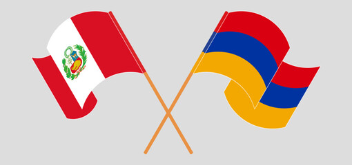Wall Mural - Crossed and waving flags of Peru and Armenia