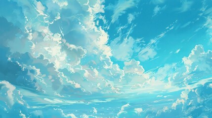 Wall Mural - Beautiful summer day with blue sky, ocean waves, and sunlight reflecting on the water