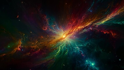 Wall Mural - Video animation of vibrant and colorful space scene, reminiscent of a cosmic event such as a nebula or a supernova