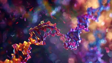 Wall Mural - Colorful strand of human DNA. Created with generative AI.