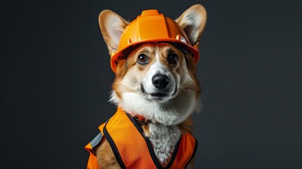 Canvas Print - The corgi in hardhat