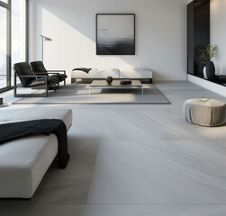 Aufkleber - minimal interior living room with artwork framed