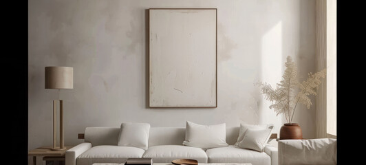 Aufkleber - minimal interior living room with artwork framed