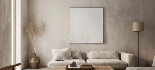 Aufkleber - minimal interior living room with artwork framed