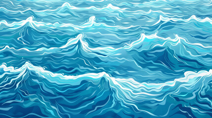 Wall Mural - Endless blue ocean waves with white frothy crests