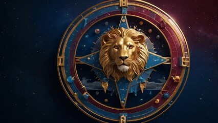 zodiac sign leo golden on a dark background