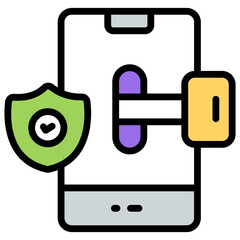 Poster - A flat design icon of mobile security

