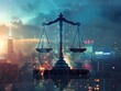 © Rainister - Abstract image of scales of justice with cityscape in the background