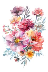 Sticker - Elegant Watercolor Floral Arrangement in Soft Hues