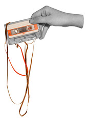 Poster - Ruined cassette tape png sticker, transparent background