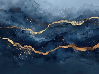 Canvas Print - Navy blue gradient with a touch of gold