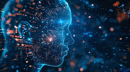 Dark Blue Technology Aesthetics: Artificial Intelligence Stock Background